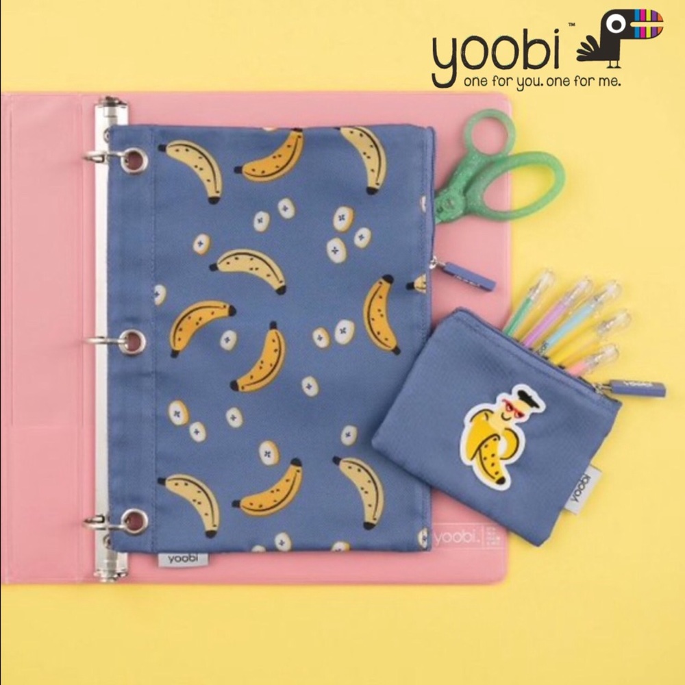 Yoobi Deep Periwinkle & Bananas Case & Coin Pouch